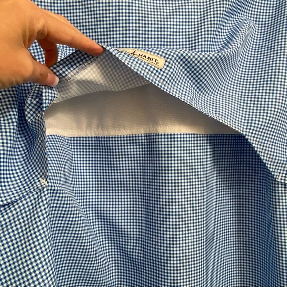 HABIT / 40+ Solar Factor Gingham Long Sleeve Button Down Size XL - Picture 7 of 11